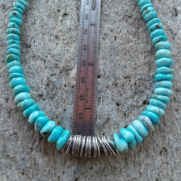Sterling silver,  genuine TURQUOISE necklace - Picture 5 of 8